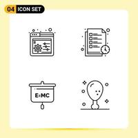 4 User Interface Line Pack of modern Signs and Symbols of web control presentation reading time list dinner Editable Vector Design Elements