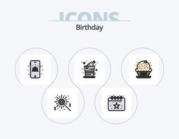 paquete de iconos llenos de línea de cumpleaños 5 diseño de iconos. cumpleaños. Nota. cumpleaños. música. cumpleaños vector