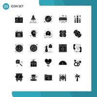 Modern Set of 25 Solid Glyphs and symbols such as iot internet startup ac natural Editable Vector Design Elements