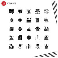 Solid Glyph Pack of 25 Universal Symbols of factory training education seminar meeting Editable Vector Design Elements