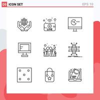 Modern Set of 9 Outlines and symbols such as holiday egg game school online Editable Vector Design Elements