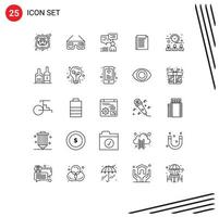 Group of 25 Lines Signs and Symbols for meeting time paper communication report document Editable Vector Design Elements