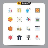 16 Universal Flat Color Signs Symbols of area graph wheat grid indicator Editable Pack of Creative Vector Design Elements