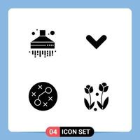 Group of 4 Modern Solid Glyphs Set for extractor infection arrow down flora Editable Vector Design Elements