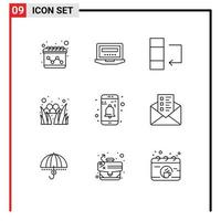 Modern Set of 9 Outlines and symbols such as user interface data app holiday Editable Vector Design Elements