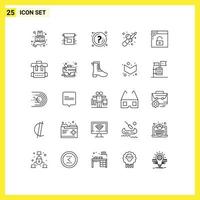 Universal Icon Symbols Group of 25 Modern Lines of game billiard product information question Editable Vector Design Elements