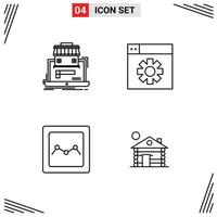 Line Pack of 4 Universal Symbols of business chart data design hotel Editable Vector Design Elements