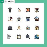 Set of 16 Modern UI Icons Symbols Signs for umbrella protection location investment pointer Editable Creative Vector Design Elements