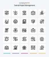 Creative Task And Project Management 25 OutLine icon pack  Such As time . computer . navigation . . cup vector