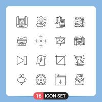 16 Thematic Vector Outlines and Editable Symbols of case recreation knowledge park bench Editable Vector Design Elements