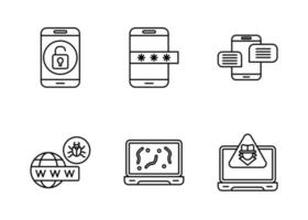 conjunto de iconos de vector de ataque cibernético