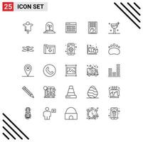 Mobile Interface Line Set of 25 Pictograms of solid drive date disk schedule Editable Vector Design Elements