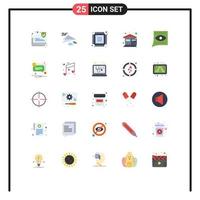 User Interface Pack of 25 Basic Flat Colors of house costs chip budget hardware Editable Vector Design Elements