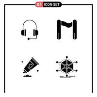 Universal Icon Symbols Group of 4 Modern Solid Glyphs of headphones paint finish cream help Editable Vector Design Elements