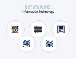 Information Technology Line Filled Icon Pack 5 Icon Design. server. rack. firewall. computer. data vector