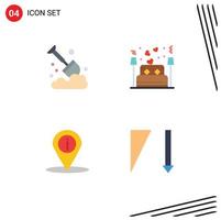 User Interface Pack of 4 Basic Flat Icons of agriculture location spade love place Editable Vector Design Elements