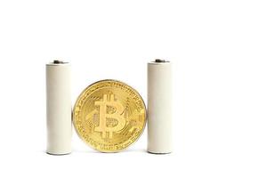 bitcoin Heap of lithium button cell batteries close up photo