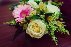 pink daisy white rose photo