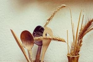 wooden spoons and spikelets photo