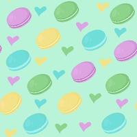 seamless pattern with multicolored macaroons and hearts vector