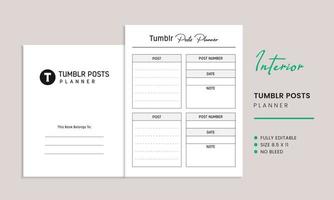 Tumblr Posts Planner Interior Template vector