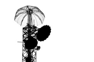 Telecommunication tower with antenna. In the evening. Communication concept. photo