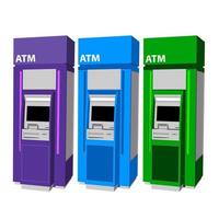 ATM machine with cash illustration vector on white background