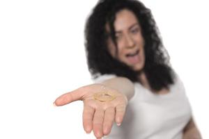 Condom in the hands of women photo
