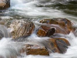 Beautiful waterfall with blurred crystalline waters photographed in long exposure photo