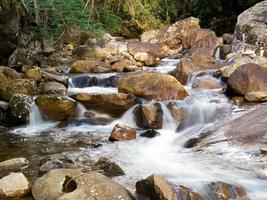 Beautiful waterfall with blurred crystalline waters photographed in long exposure photo