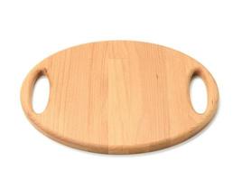 oval wooden tray board isolated on white background photo