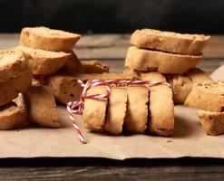 baked piece Italian almond biscotti, cantuccini cookies photo