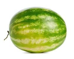 green striped whole round watermelon isolated on white background photo