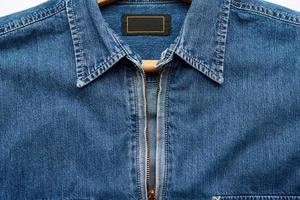 denim mens shirt with metal front zipper photo