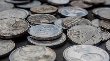 pile of rupiah coins as background photo