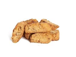 baked piece Italian almond biscotti, cantuccini cookies, traditional italian Christmas, New Year dry cookies photo