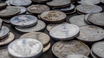 pile of rupiah coins as background photo