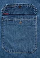chest pocket with button denim blue shirt, full frame