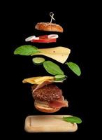 levitating cheeseburger ingredients photo