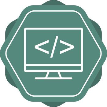 hermosa codificación en el icono de línea de vector de pantalla