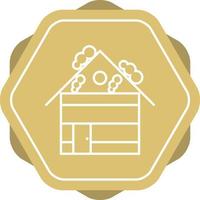 Beautiful House in Snow Line Vector Icon