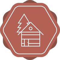 Beautiful House in trees Line Vector Icon