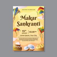 plantilla de póster makar sankranti vector