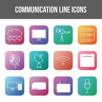 Unique communication vector line icon set