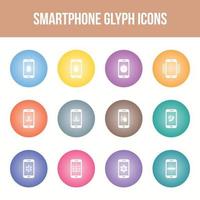 Unique smartphone vector glyph icon set