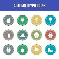 Unique autumn vector glyph icon set