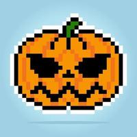 8 bit pixel of pumpkin halloween. Veggies for game assets and cross stitch patterns in vector illustrations.