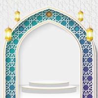 Ramadan and Eid Islamic Podium 3D Product Display Sale Banner Background, Ramadan sale social media post vector