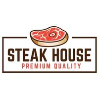 Vintage Retro Steak house logo, icon designed for steak, grill, bbq houses and restaurants. Vector illustration isolated on white background