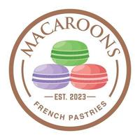 plantilla de logotipo vectorial de macarons para panadería, pastelería, aislada en fondo blanco vector